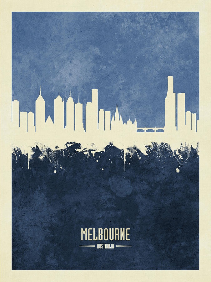 Skyline Digital Art - Melbourne Australia Skyline #25 by Michael Tompsett