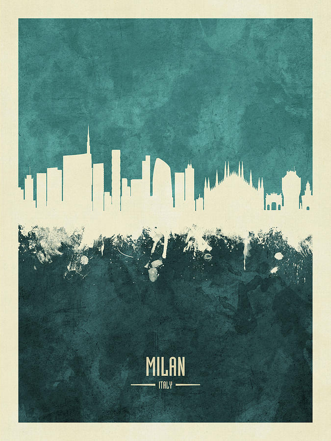 Milan Italy Skyline #25 Digital Art by Michael Tompsett