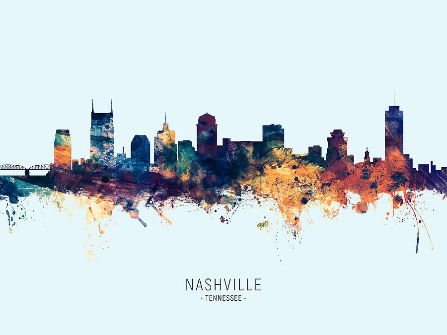 Nashville Tennessee Skyline #25 Digital Art by Michael Tompsett