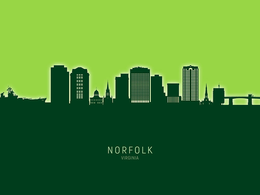 Norfolk Virginia Skyline #20 Digital Art by Michael Tompsett