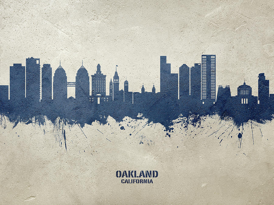 Oakland Digital Art - Oakland California Skyline #25 by Michael Tompsett
