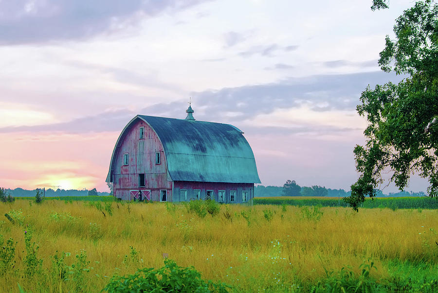 Old weathered Red Barn at sunrise-Howard County, Indiana Photograph by ...