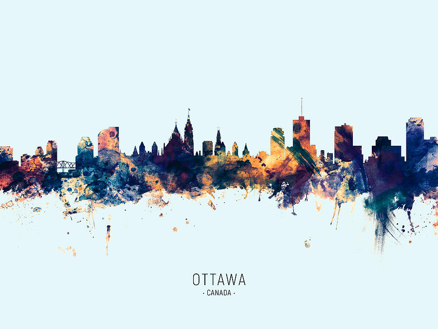 Skyline Digital Art - Ottawa Canada Skyline #25 by Michael Tompsett