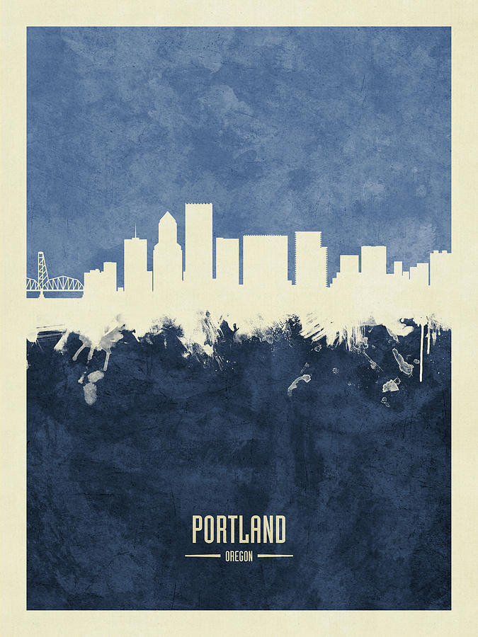 Portland Oregon Skyline #25 Digital Art by Michael Tompsett