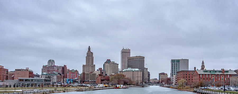 Providence rhode island skyline on a cloudy gloomy day  #25 Photograph by Alex Grichenko