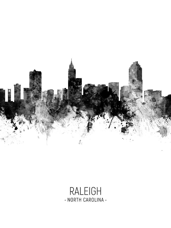 Raleigh North Carolina Skyline #25 Digital Art by Michael Tompsett