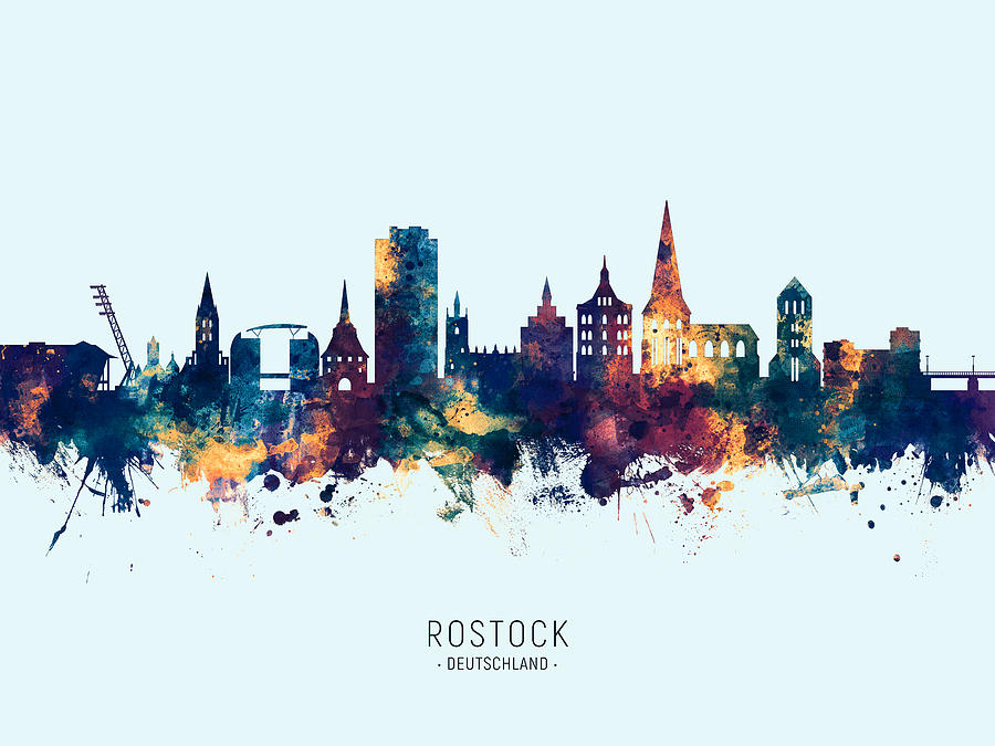 Rostock Germany Skyline #25 Digital Art by Michael Tompsett