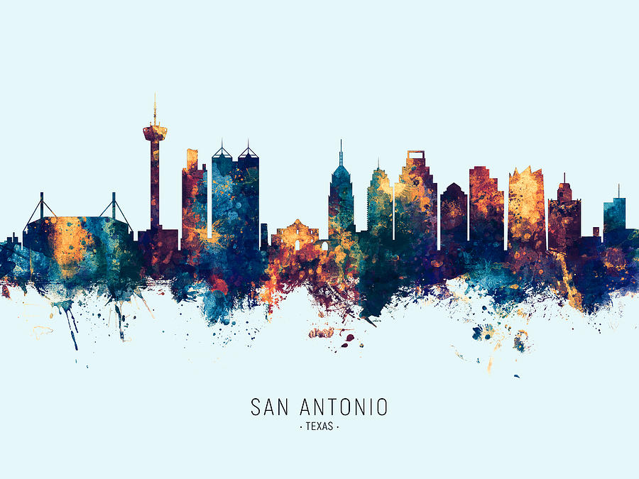 San Antonio Texas Skyline #25 Digital Art by Michael Tompsett