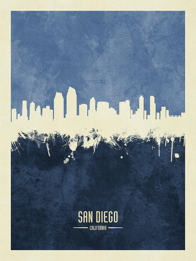 San Diego California Skyline #25 Digital Art by Michael Tompsett