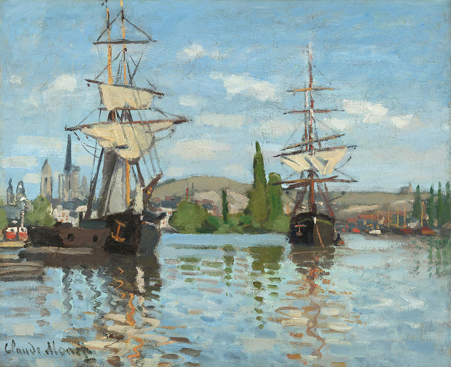 Ships Riding On The Seine At Rouen By Claude Monet Painting