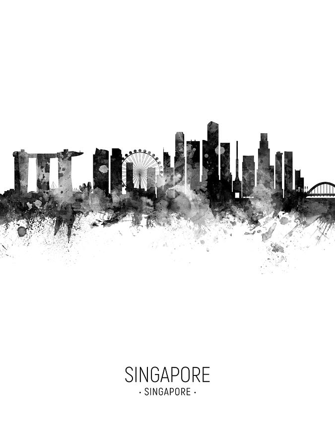 Skyline Digital Art - Singapore Skyline #25 by Michael Tompsett