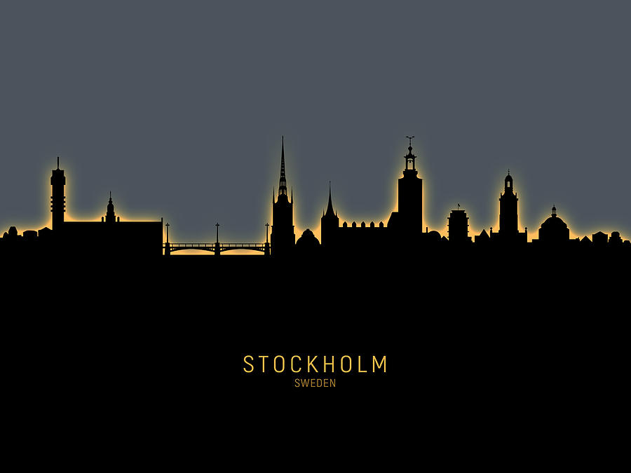 Stockholm Sweden Skyline #25 Digital Art by Michael Tompsett