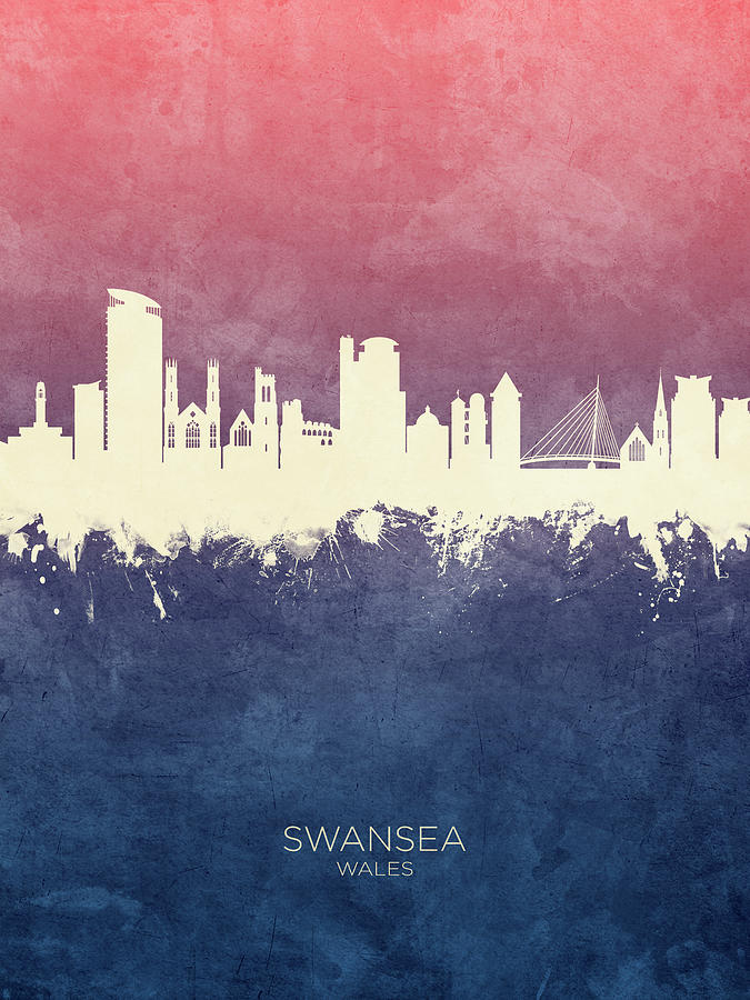 Swansea Wales Skyline #25 Digital Art by Michael Tompsett
