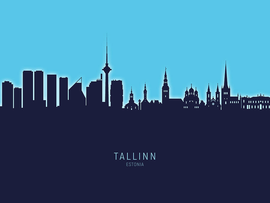 Skyline Digital Art - Tallinn Estonia Skyline #25 by Michael Tompsett