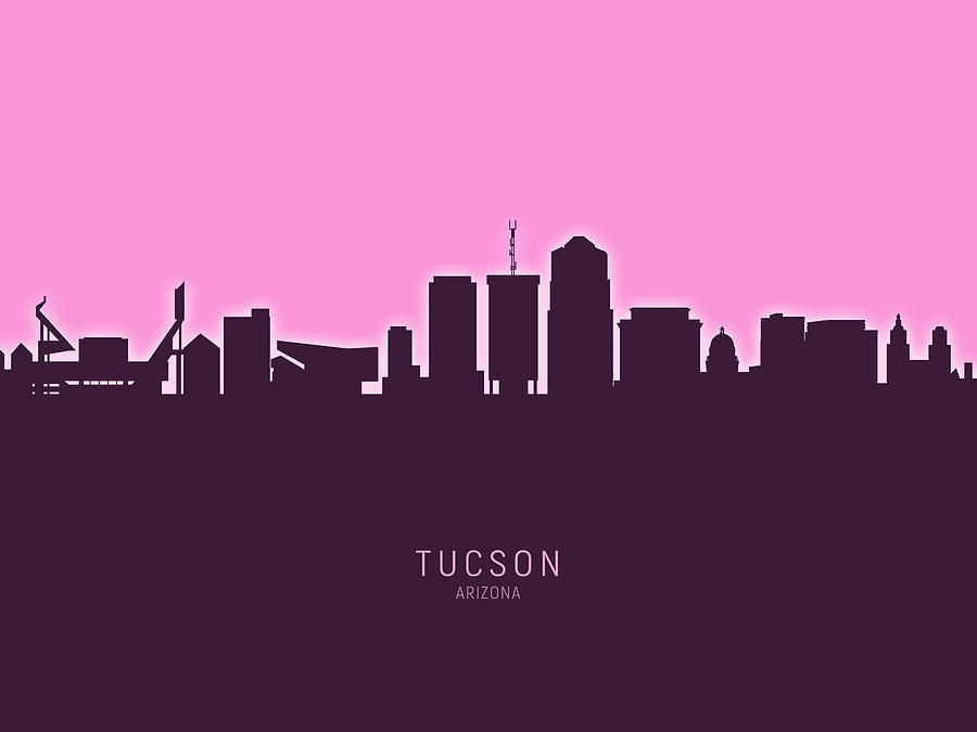 Tucson Digital Art - Tucson Arizona Skyline #25 by Michael Tompsett
