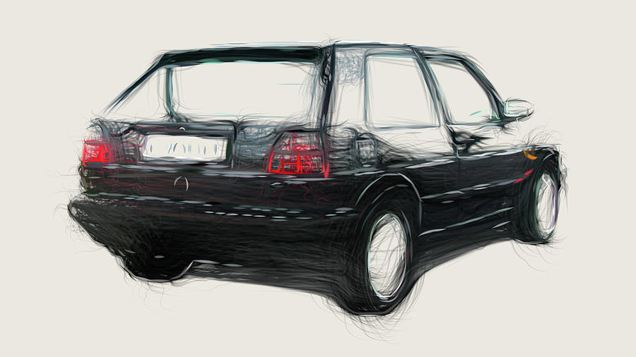 Volkswagen Golf GTI Drawing #25 Digital Art by CarsToon Concept