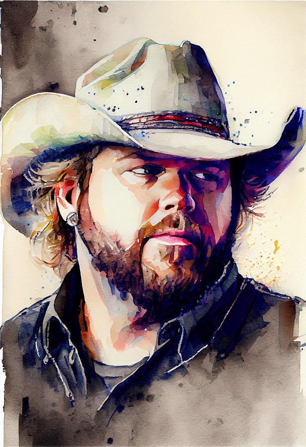 Watercolour of Toby Keith Digital Art by Tim Hill - Fine Art America