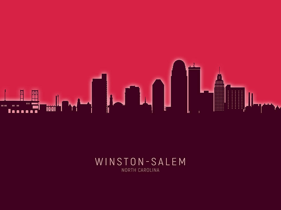 Winston-salem Digital Art - Winston-Salem North Carolina Skyline #25 by Michael Tompsett