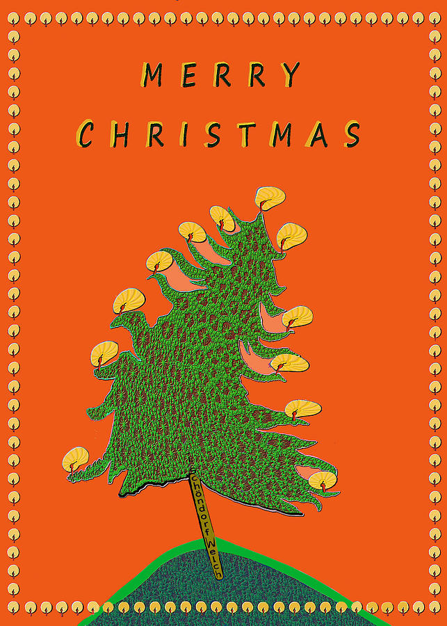 2560 Windswept Christmas Tree   Digital Art by Irmgard Schoendorf Welch
