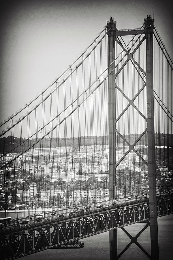 25th April Bridge Lisbon Portugal Black and White  Photograph by Carol Japp