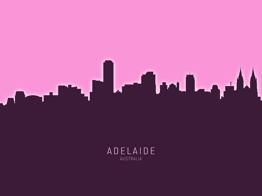 Skyline Digital Art - Adelaide Australia Skyline #26 by Michael Tompsett