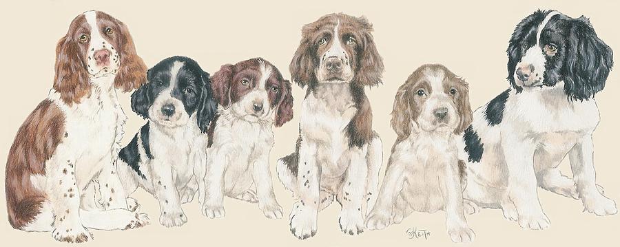 Dog Mixed Media - English Springer Spaniel Puppies by Barbara Keith
