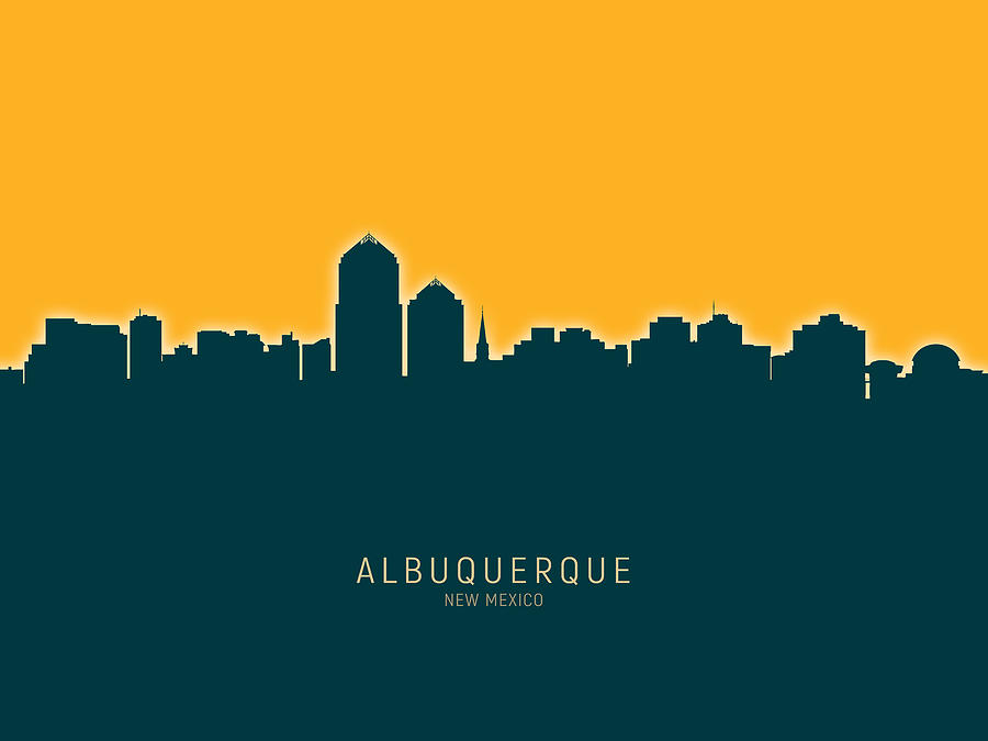 Albuquerque Digital Art - Albuquerque New Mexico Skyline #26 by Michael Tompsett