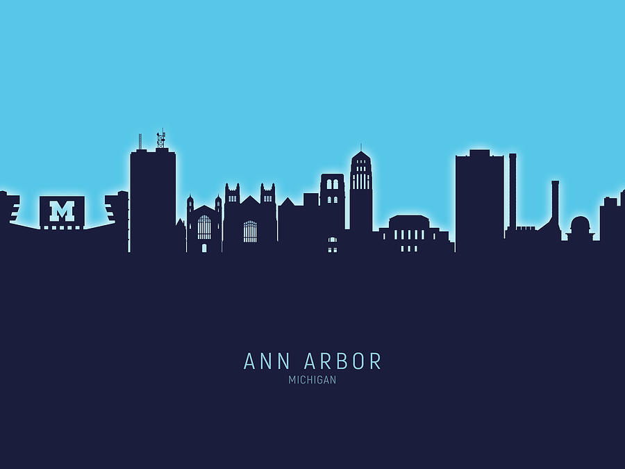 Ann Arbor Michigan Skyline Digital Art by Michael Tompsett Fine Art