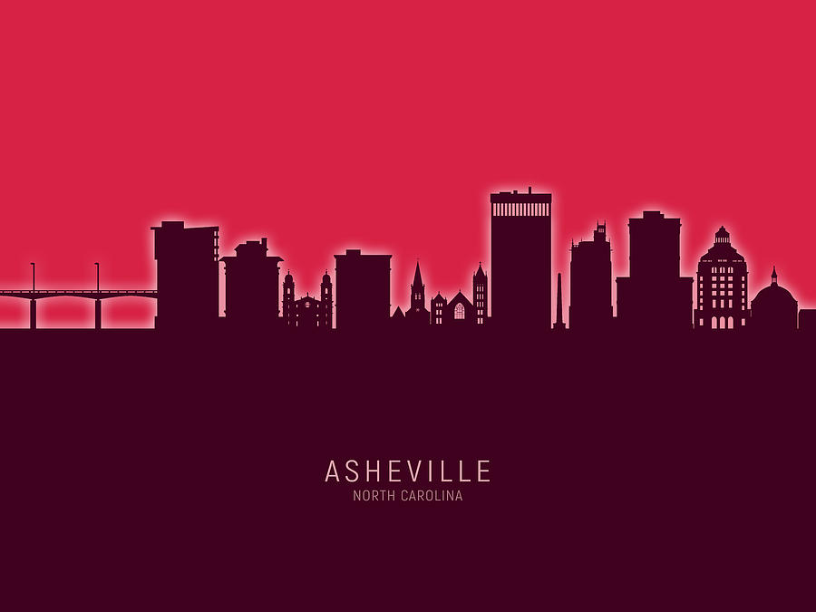 Skyline Digital Art - Asheville North Carolina Skyline #26 by Michael Tompsett