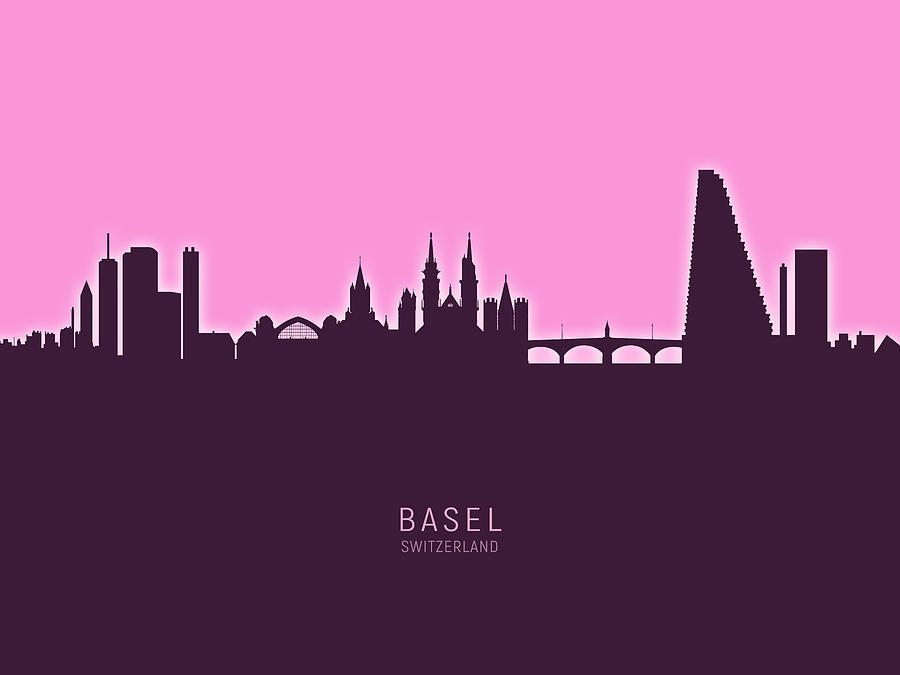 Basel Switzerland Skyline #26 Digital Art by Michael Tompsett