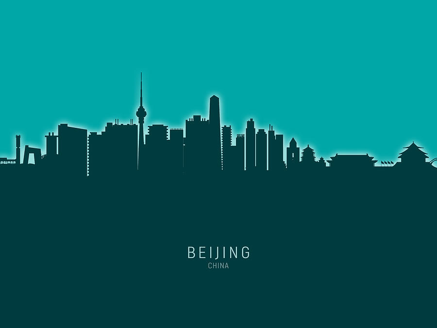 Beijing China Skyline Digital Art by Michael Tompsett