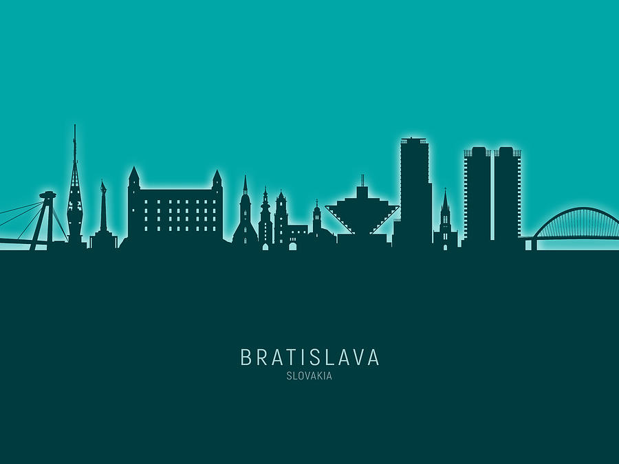 Bratislava Slovakia Skyline #26 Digital Art by Michael Tompsett