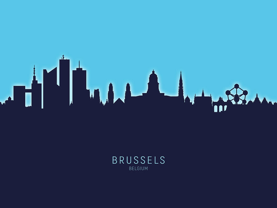 Skyline Digital Art - Brussels Belgium Skyline #26 by Michael Tompsett