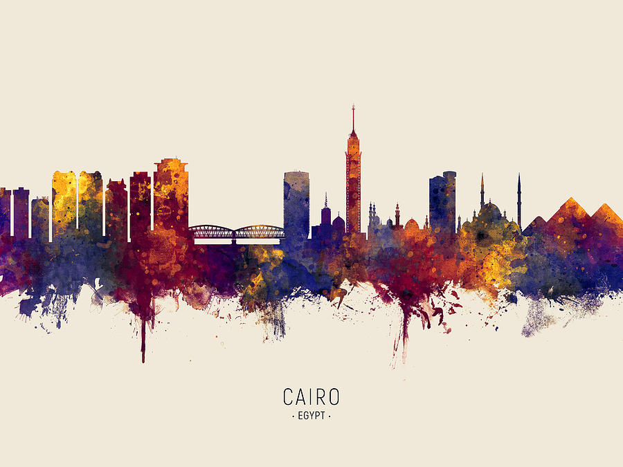 Skyline Digital Art - Cairo Egypt Skyline #26 by Michael Tompsett