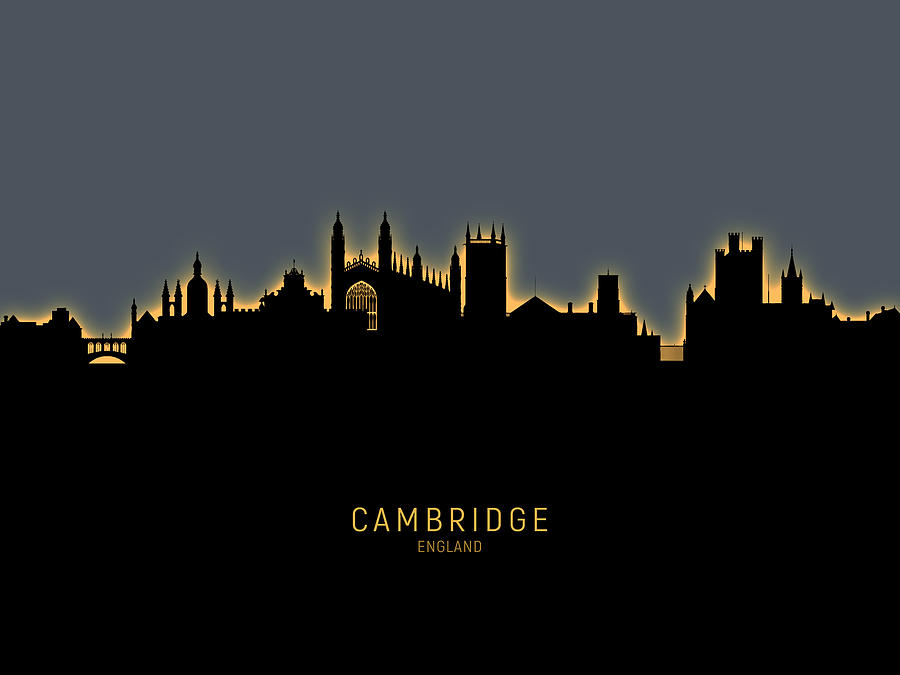 Cambridge Digital Art - Cambridge England Skyline #26 by Michael Tompsett