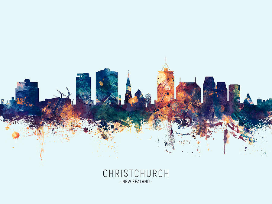 Christchurch New Zealand Skyline #26 Digital Art by Michael Tompsett