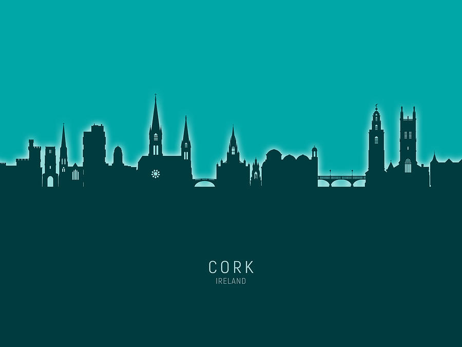 Cork Digital Art - Cork Ireland Skyline #26 by Michael Tompsett