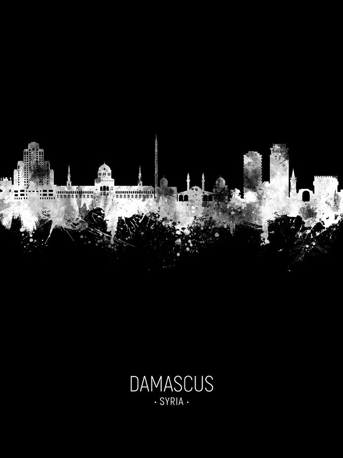 Skyline Digital Art - Damascus Syria Skyline #26 by Michael Tompsett