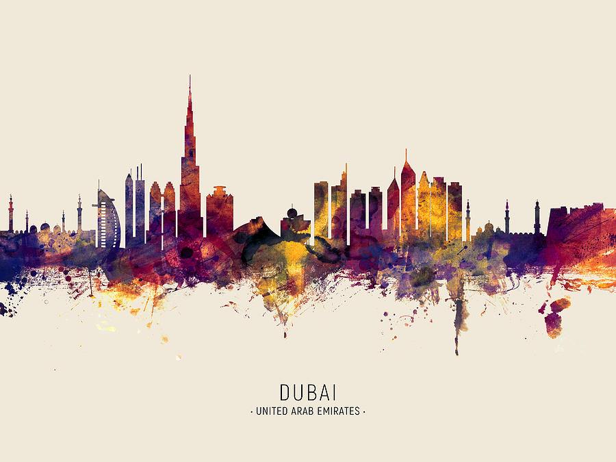 Dubai Skyline Digital Art by Michael Tompsett