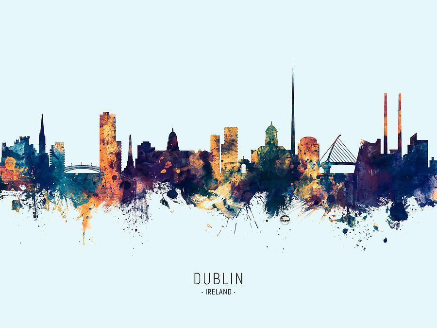 Dublin Ireland Skyline #26 Digital Art by Michael Tompsett