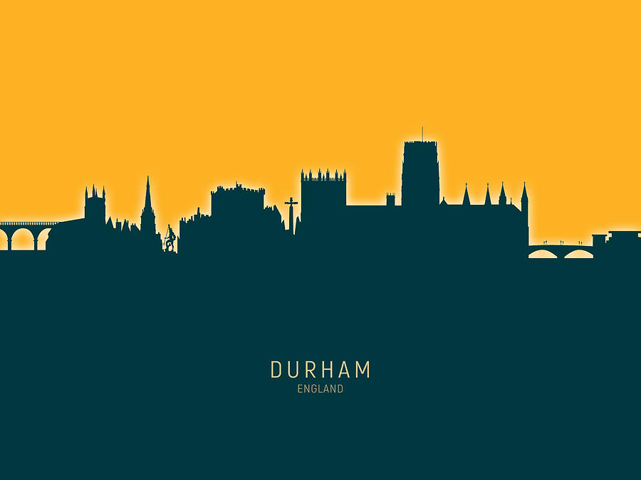 Durham Digital Art - Durham England Skyline Cityscape #26 by Michael Tompsett