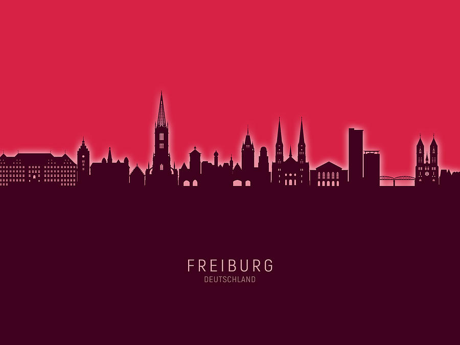 Freiburg Germany Skyline #26 Digital Art by Michael Tompsett