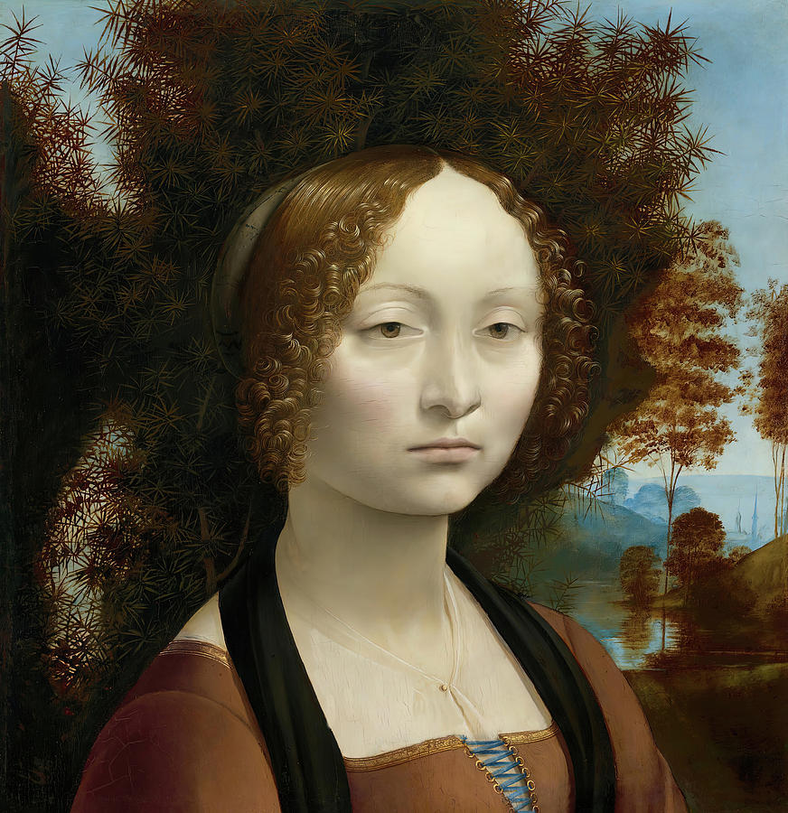 Ginevra de Benci  #26 Painting by Leonardo Da Vinci