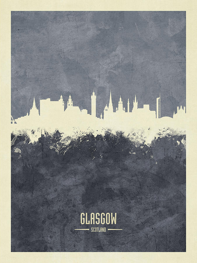 Skyline Digital Art - Glasgow Scotland Skyline #26 by Michael Tompsett