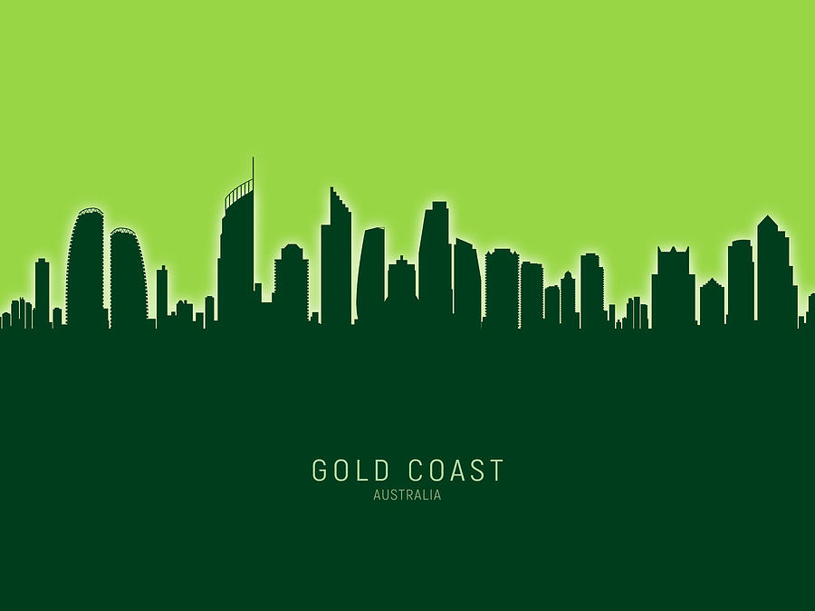 Skyline Digital Art - Gold Coast Australia Skyline #26 by Michael Tompsett