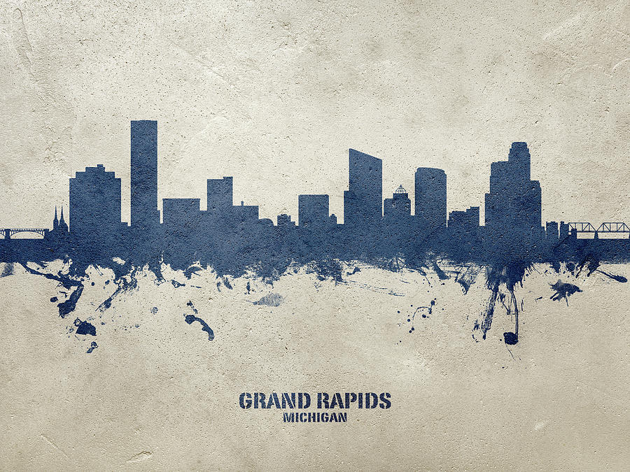 Grand Rapids Digital Art - Grand Rapids Michigan Skyline #26 by Michael Tompsett