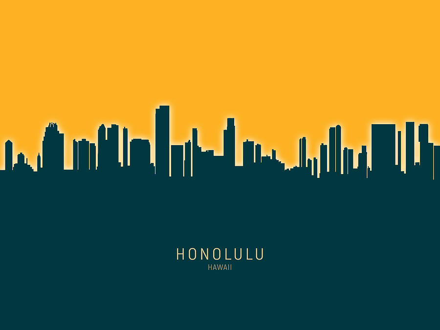 Honolulu Digital Art - Honolulu Hawaii Skyline #26 by Michael Tompsett