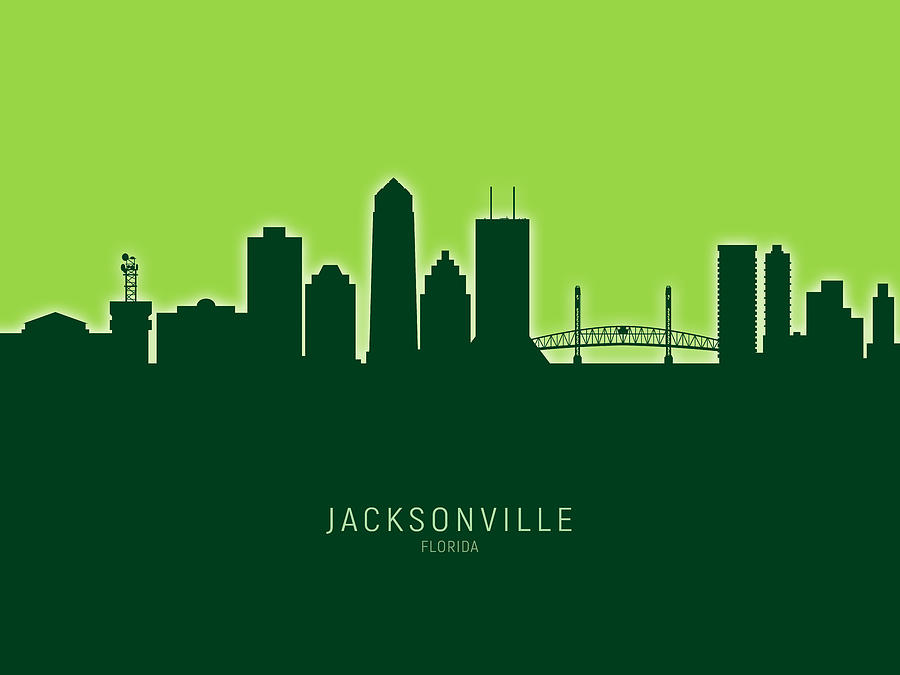 Jacksonville Florida Skyline #26 Digital Art by Michael Tompsett