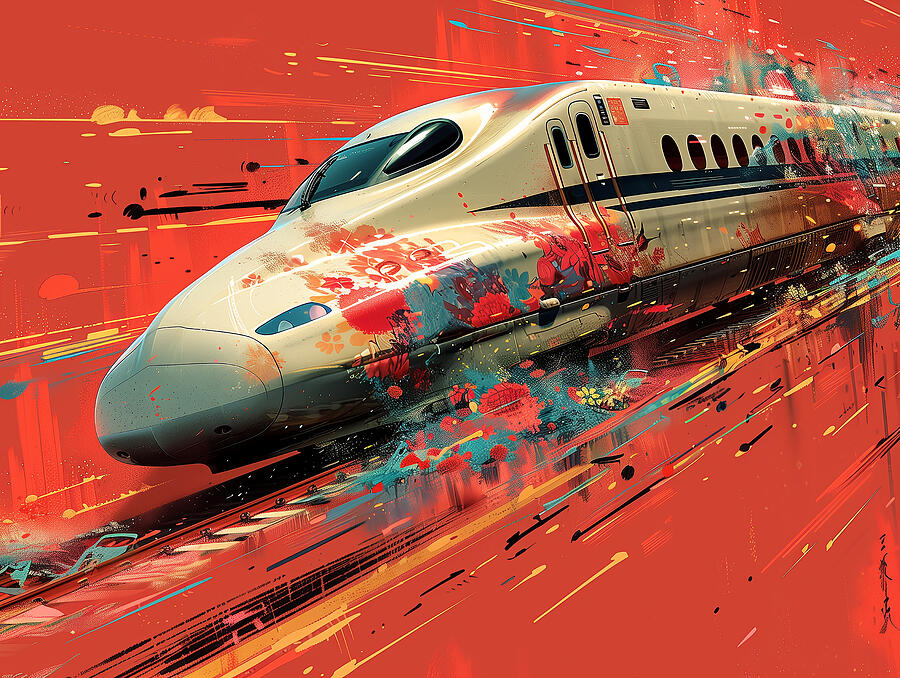 Japanese Bullet Train Art #26 Mixed Media by Stephen Smith Galleries ...