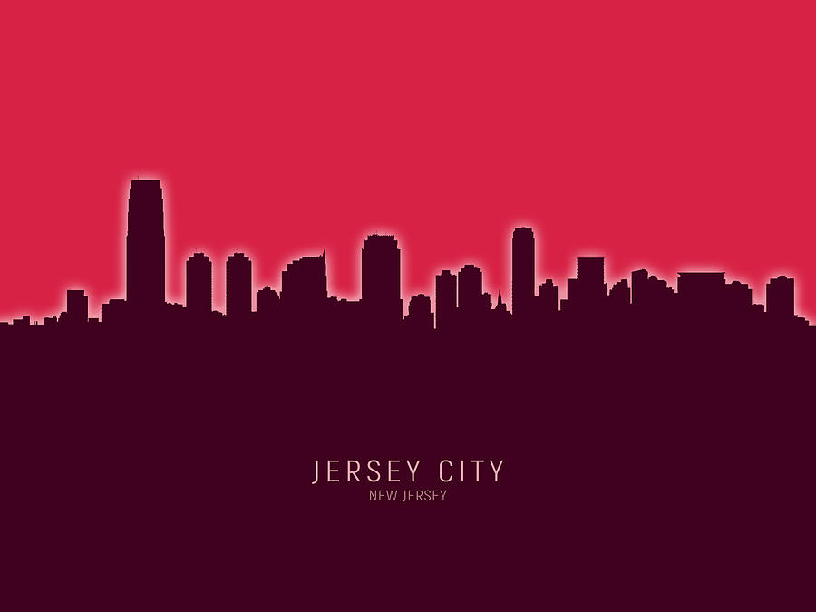 Jersey City Digital Art - Jersey City New Jersey Skyline #26 by Michael Tompsett